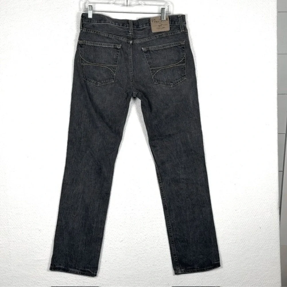 Hollister‎ Slim Straight Jeans Mens 32x30 Charcoal Gray Button Fly Denim Pants